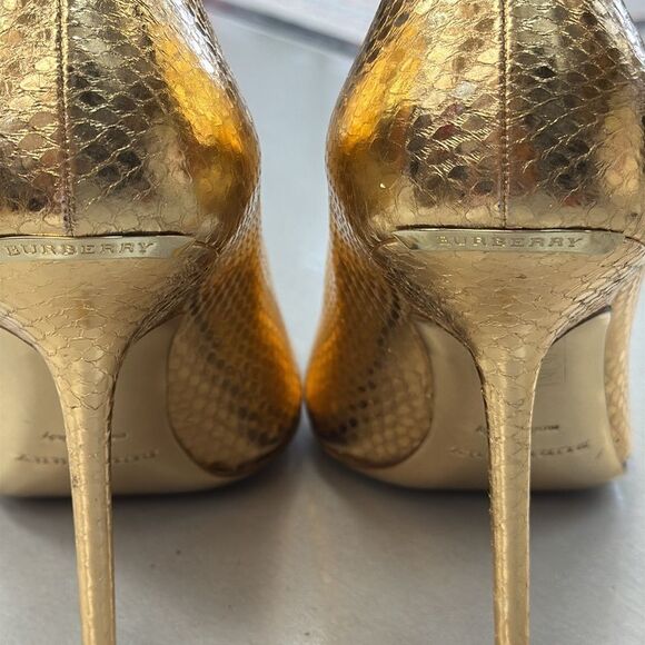 Burberry Metallic Gold Peep-Toe Heels - Picture 9 of 9